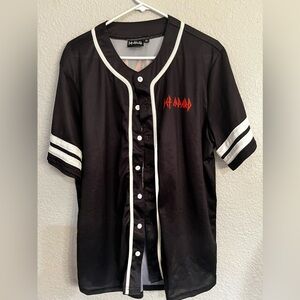 Offical Def Leppard Jersey Shirt Leopard Cheetah Button Front Short Slee…